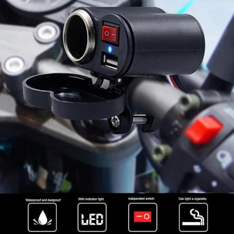 Motorcycle Handlebar Superfast Phone Charger with Lighter